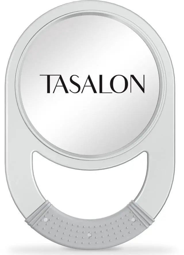 Main image of Unbreakable Hand Mirror, Hand Mirrors with Handle, Salon Barber for Hair, Anti-Slip Hand Held with Rubber Grip for Travel, Makeup, Shaving, Shower, Camping - Silver