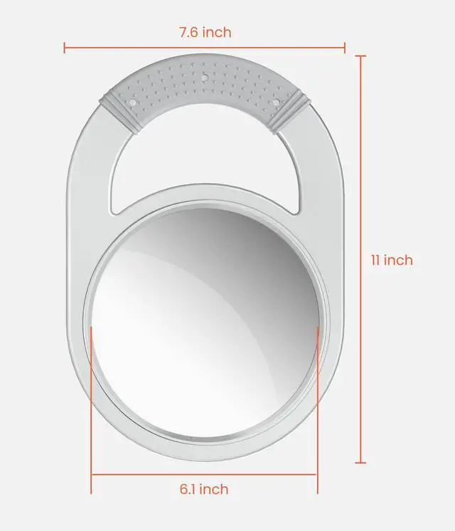 Alt view image 2 of 7 - Unbreakable Hand Mirror, Hand Mirrors with Handle, Salon Barber for Hair, Anti-Slip Hand Held with Rubber Grip for Travel, Makeup, Shaving, Shower, Camping - Silver