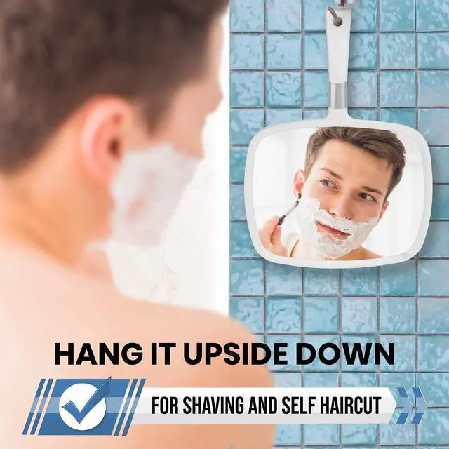 Alt view image 7 of 7 - Large Hand Mirror with Comfy Handle, 9" x 13" (White)