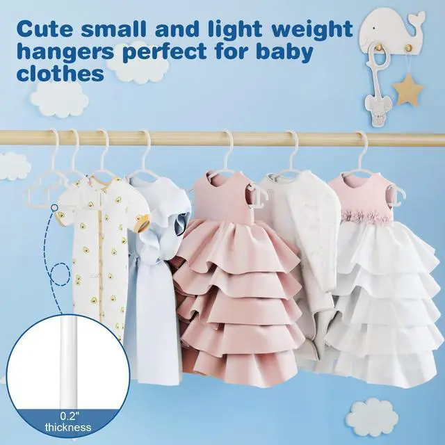 Alt view image 5 of 7 - Baby Hangers 60Pack White Baby Clothes Hangers Bulk Kids Plastic Hangers Toddler/Infant Hangers for Closet