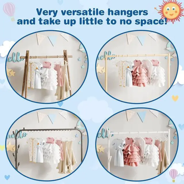 Alt view image 4 of 7 - Baby Hangers 60Pack White Baby Clothes Hangers Bulk Kids Plastic Hangers Toddler/Infant Hangers for Closet