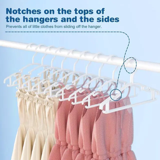 Alt view image 6 of 7 - Baby Hangers 60Pack White Baby Clothes Hangers Bulk Kids Plastic Hangers Toddler/Infant Hangers for Closet