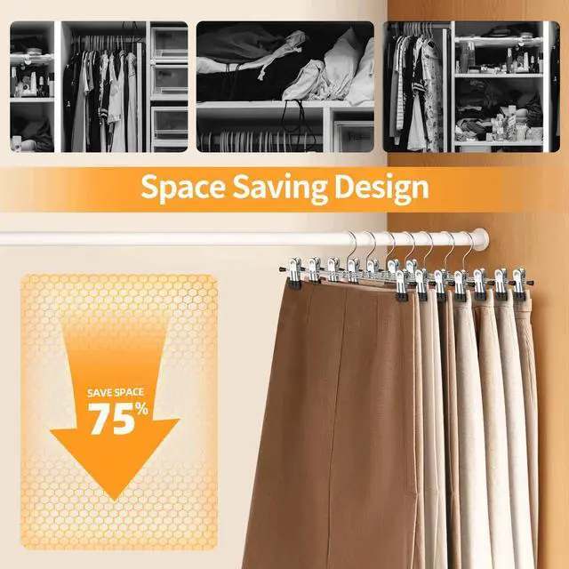 Alt view image 6 of 7 - Pants Hangers with Clips Skirt Hangers for Women 10Pack