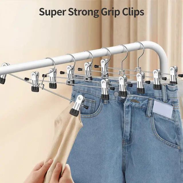 Alt view image 7 of 7 - Pants Hangers with Clips Skirt Hangers for Women 10Pack