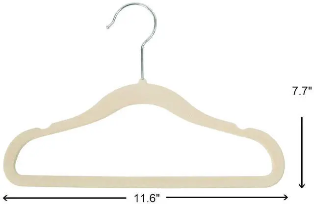 Alt view image 3 of 5 - Non-Slip Clothes Hanger for Baby and Kids 30-Pack Velvet Hangers with 10 Finger Clips,Beige