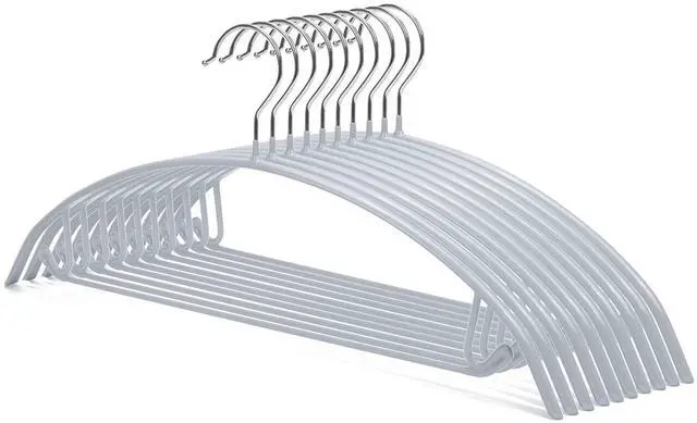 Main image of Non Slip PVC Coating Sweater Hangers,Dress Suit Coat Hangers,Shoulder Bump Free Golf T Shirts Clothes Hangers (Silvery Grey Color 10 Pack)