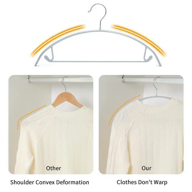 Alt view image 2 of 6 - Non Slip PVC Coating Sweater Hangers,Dress Suit Coat Hangers,Shoulder Bump Free Golf T Shirts Clothes Hangers (Silvery Grey Color 10 Pack)