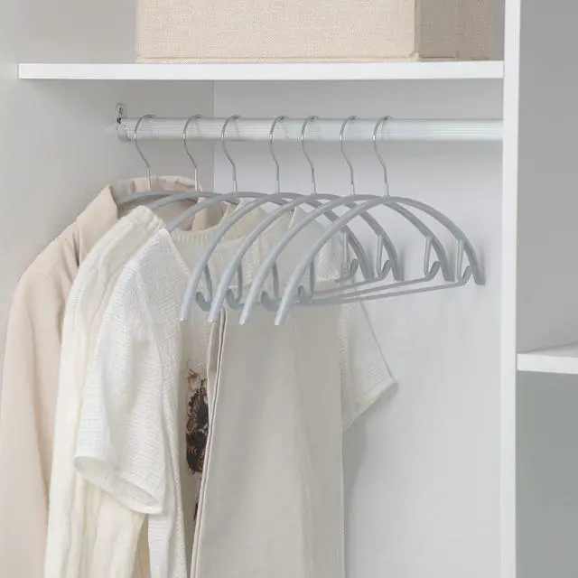 Alt view image 5 of 6 - Non Slip PVC Coating Sweater Hangers,Dress Suit Coat Hangers,Shoulder Bump Free Golf T Shirts Clothes Hangers (Silvery Grey Color 10 Pack)