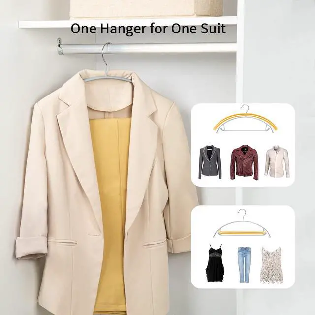 Alt view image 3 of 6 - Non Slip PVC Coating Sweater Hangers,Dress Suit Coat Hangers,Shoulder Bump Free Golf T Shirts Clothes Hangers (Silvery Grey Color 10 Pack)