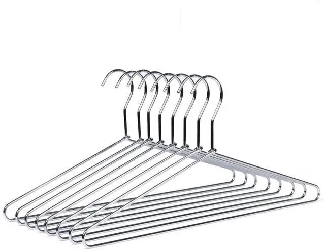 Main image of 10 Pack Heavy Duty Metal Coat Hangers, 17" Stainless Steel Shirt Hangers with Smooth Chrome, Silver Metal Wire Hanger for Closet Organization, Suit & Pants