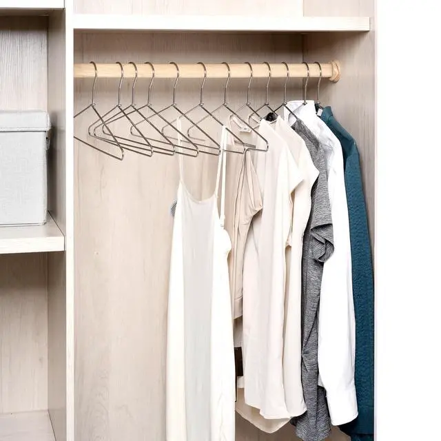 Alt view image 6 of 7 - 10 Pack Heavy Duty Metal Coat Hangers, 17" Stainless Steel Shirt Hangers with Smooth Chrome, Silver Metal Wire Hanger for Closet Organization, Suit & Pants