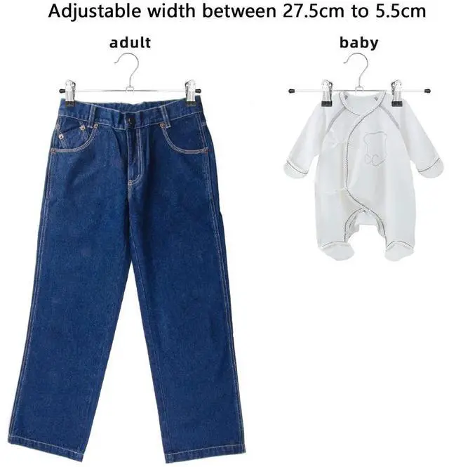 Alt view image 2 of 7 - Pants Hangers 12 Pack Skirt Hangers with Clips Metal Adjustable Hanger for Pants Trousers Men Women Kids Clothes