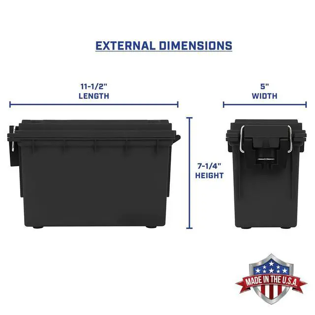 Alt view image 2 of 7 - 12629 Ammo Box Made in USA, Stackable Lockable Ammo Storage Box | Lockable Storage Box, Water and Dust Resistant Dry Box, Secures Hunting Gear, Gun Accessories, Supplies, and Bullets