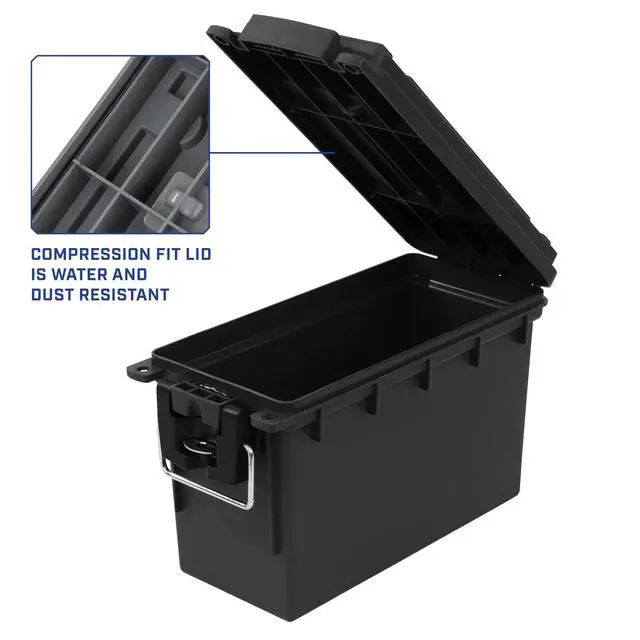 Alt view image 4 of 7 - 12629 Ammo Box Made in USA, Stackable Lockable Ammo Storage Box | Lockable Storage Box, Water and Dust Resistant Dry Box, Secures Hunting Gear, Gun Accessories, Supplies, and Bullets