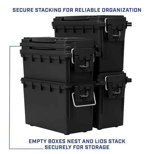 Alt view image 6 of 7 - 12629 Ammo Box Made in USA, Stackable Lockable Ammo Storage Box | Lockable Storage Box, Water and Dust Resistant Dry Box, Secures Hunting Gear, Gun Accessories, Supplies, and Bullets