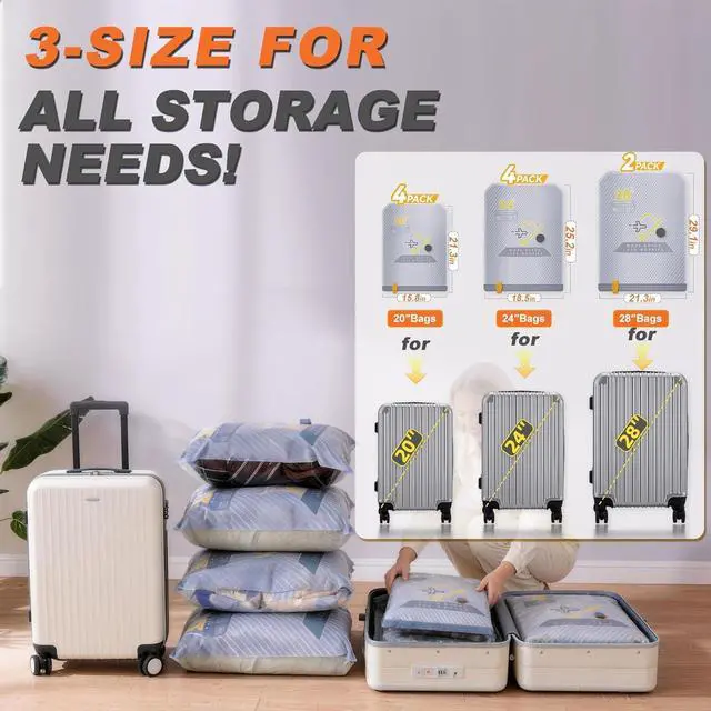 Alt view image 2 of 7 - 10-Pack Vacuum Bags for Travel with Wireless Rechargeable Pump, Carry-on Size Compression Packing Bags for Luggage & Suitcase, Space Saver for Clothes & Clothing, 10 Combo Travel Size, Fast 3S Vacuum