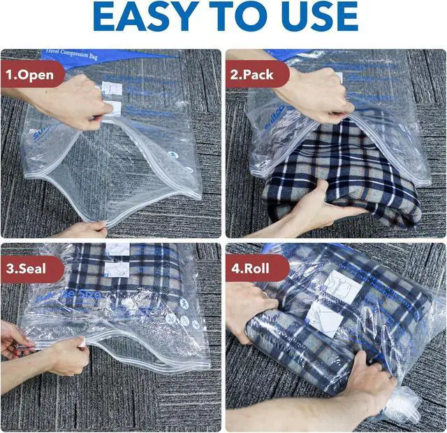 Alt view image 5 of 5 - 16 Pack Vacuum seal bags for clothing With Coldless Pump, Vacuum Storage Bags,Space Saver Sealer Bags, Pillows, Comforters, Blankets, Bedding,Travel,