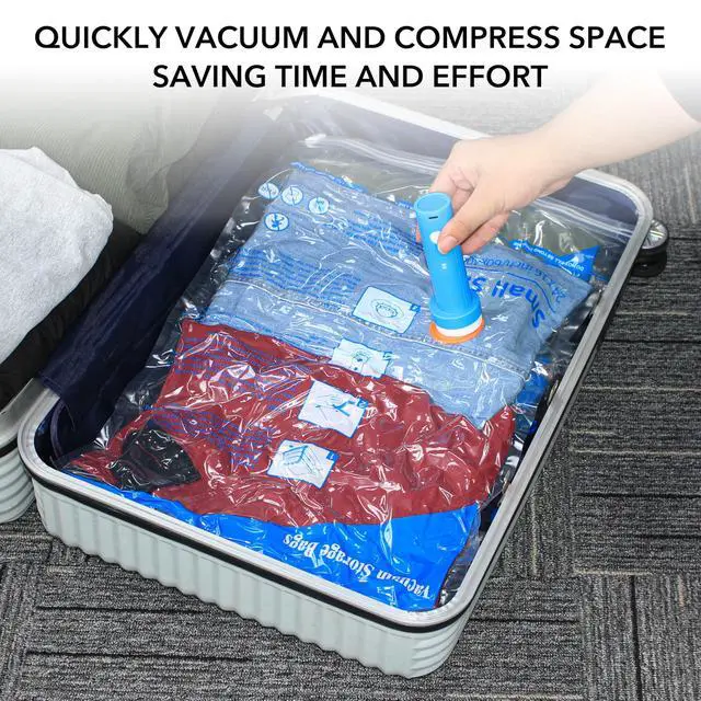 Alt view image 2 of 5 - 16 Pack Vacuum seal bags for clothing With Coldless Pump, Vacuum Storage Bags,Space Saver Sealer Bags, Pillows, Comforters, Blankets, Bedding,Travel,