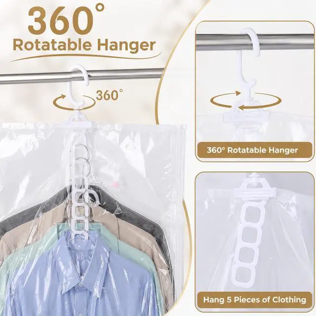 Alt view image 3 of 7 - 6 Pcs Clear Hanging Vacuum Seal Bags for Clothing 43.3" x27.6"