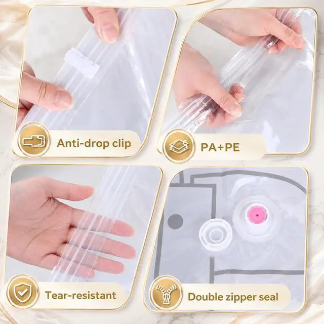 Alt view image 4 of 7 - 6 Pcs Clear Hanging Vacuum Seal Bags for Clothing 43.3" x27.6"