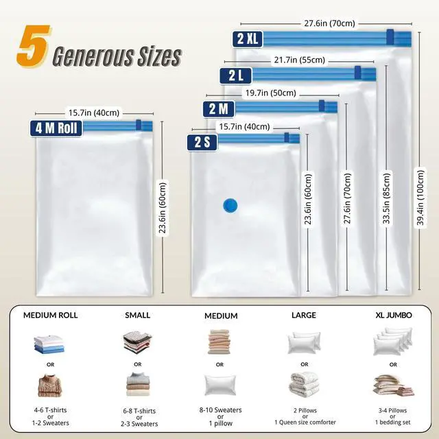 Alt view image 5 of 7 - 12 Pack Vacuum Storage Bags with Pump