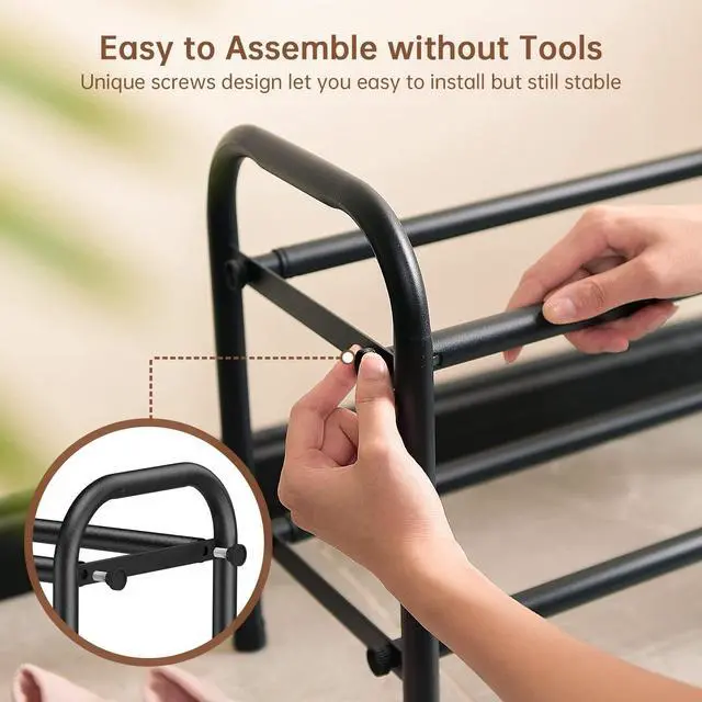 Alt view image 2 of 6 - Expandable 2-Tier Shoe Rack for Closet and Entryway, Black