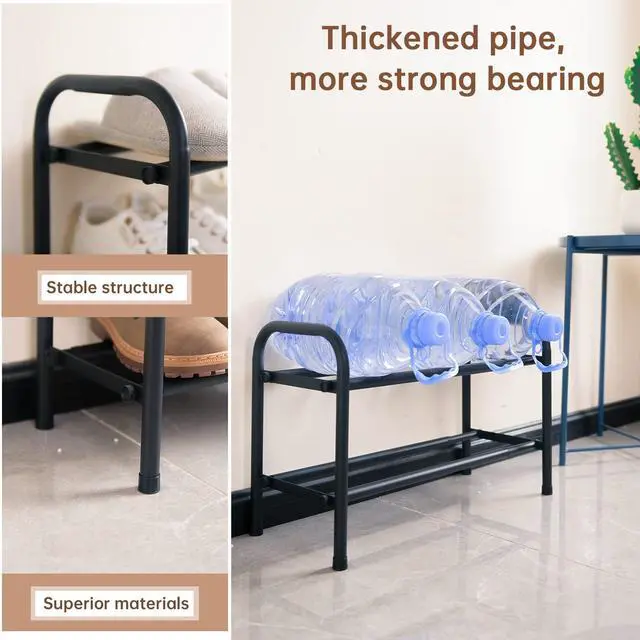 Alt view image 4 of 6 - Expandable 2-Tier Shoe Rack for Closet and Entryway, Black