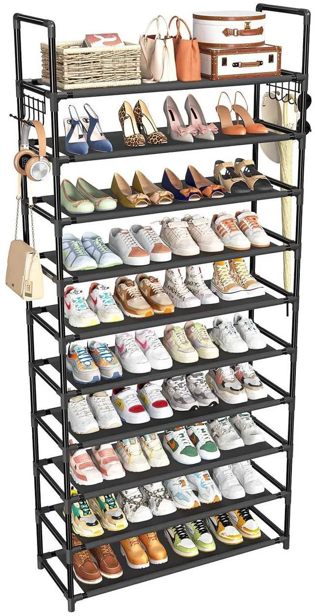 Main image of Tall Shoe Rack Storage Holds 40 Pairs, 10 Tier Shoe Organizer Shelf Large Capacity for Entryway Closet, Black