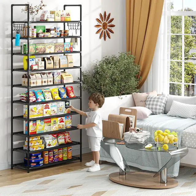 Alt view image 7 of 7 - Tall Shoe Rack Storage Holds 40 Pairs, 10 Tier Shoe Organizer Shelf Large Capacity for Entryway Closet, Black