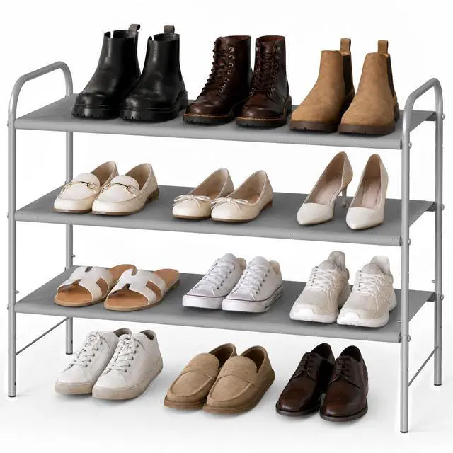 Main image of 3-Tier Shoe Rack Storage Organizer, 9-16 Pairs, Grey