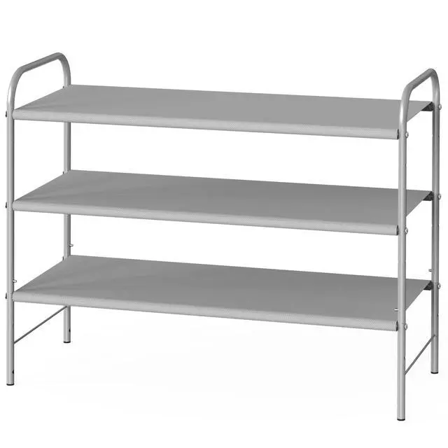 Alt view image 4 of 6 - 3-Tier Shoe Rack Storage Organizer, 9-16 Pairs, Grey