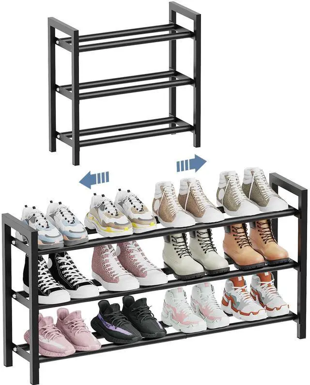 Main image of 18-33 Expandable Shoe Rack for Closet, 3-Tier Shoe Organizer, Adjustable Shoe Rack for Front Door Entrance, Entryway