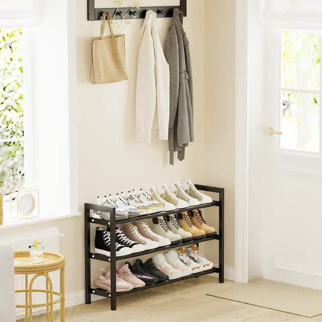 Alt view image 7 of 7 - 18-33 Expandable Shoe Rack for Closet, 3-Tier Shoe Organizer, Adjustable Shoe Rack for Front Door Entrance, Entryway
