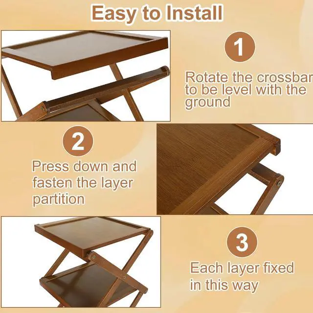 Alt view image 3 of 7 - Shoe Rack Bamboo Freestanding Folding Shoe Storage Organizer