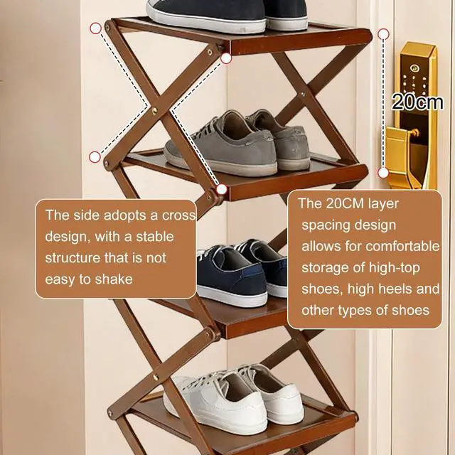 Alt view image 4 of 7 - Shoe Rack Bamboo Freestanding Folding Shoe Storage Organizer