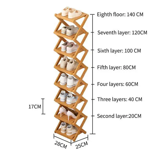 Alt view image 7 of 7 - Shoe Rack Bamboo Freestanding Folding Shoe Storage Organizer