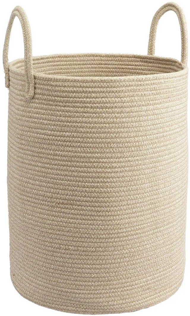 Main image of Woven Cotton Rope Laundry Basket, 15" x 20" Laundry Hamper, Oatmeal