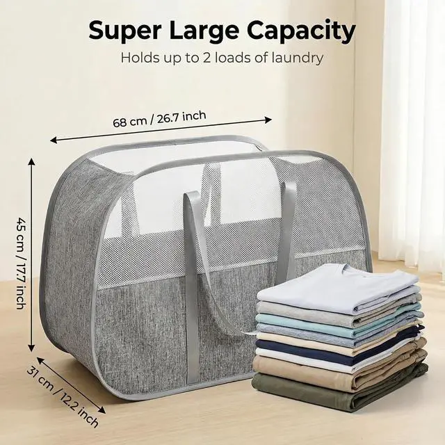 Alt view image 4 of 7 - 95L Collapsible Laundry Basket, Dirty Clothes Hamper
