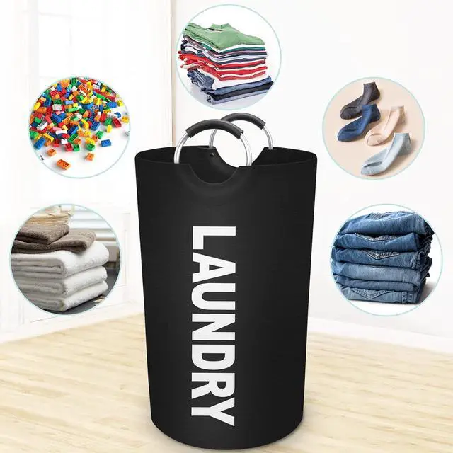 Alt view image 3 of 6 - 115L Large Laundry Basket, Freestanding Tall Clothes Hamper, Foldable Washing Bin, Collapsible Laundry Bag (BLACK)