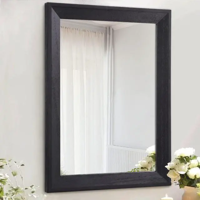 Main image of Wall Mirror Black Wood Framed Rectangle Hanging Mirrors