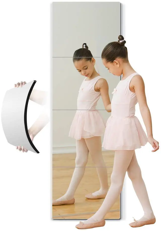 Main image of Full Length Mirror for Kids Safety Shatterproof Mirror, Plastic Wall Mirrors, Made Of Acrylic Plexiglass Mirrors, 4 Pcs 12"x12", Long Bedroom Door Closet Mirror's, Workout For Home Gym Body Mirror's