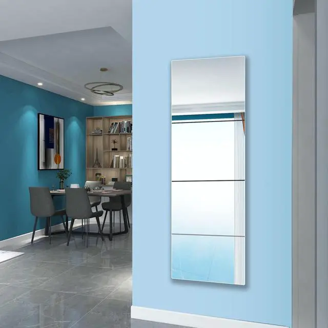 Alt view image 2 of 7 - Full Length Mirror for Kids Safety Shatterproof Mirror, Plastic Wall Mirrors, Made Of Acrylic Plexiglass Mirrors, 4 Pcs 12"x12", Long Bedroom Door Closet Mirror's, Workout For Home Gym Body Mirror's
