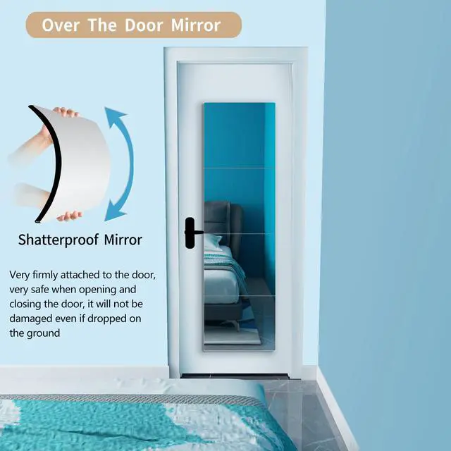 Alt view image 6 of 7 - Full Length Mirror for Kids Safety Shatterproof Mirror, Plastic Wall Mirrors, Made Of Acrylic Plexiglass Mirrors, 4 Pcs 12"x12", Long Bedroom Door Closet Mirror's, Workout For Home Gym Body Mirror's