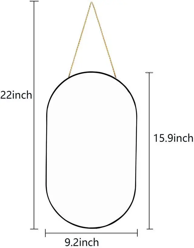 Alt view image 5 of 7 - Oval Wall Mirror, Gold, Oval Shape, for Bathrooms and More (Black, 16x9.2 inch)