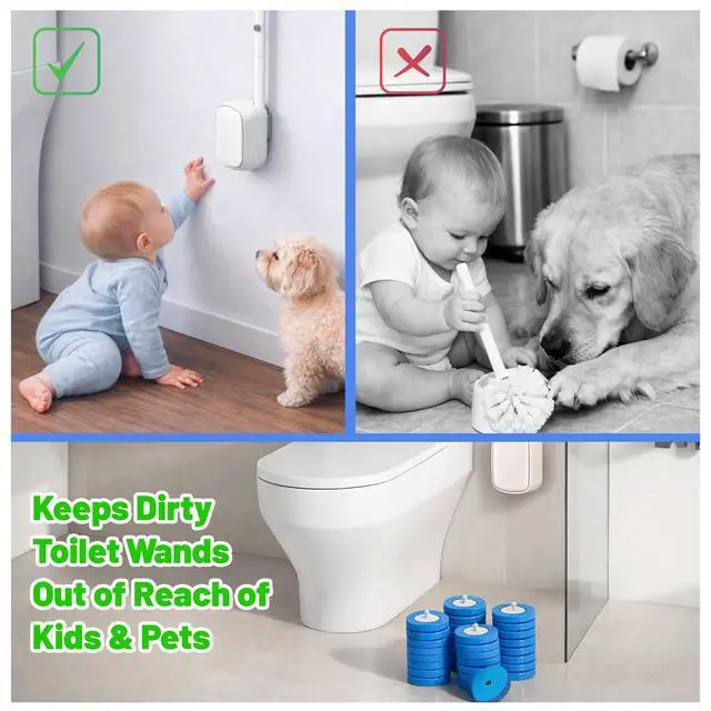 Alt view image 7 of 7 - 30 Pack Disposable Toilet Bowl Brush & Holder Set with Auto-Open Lid