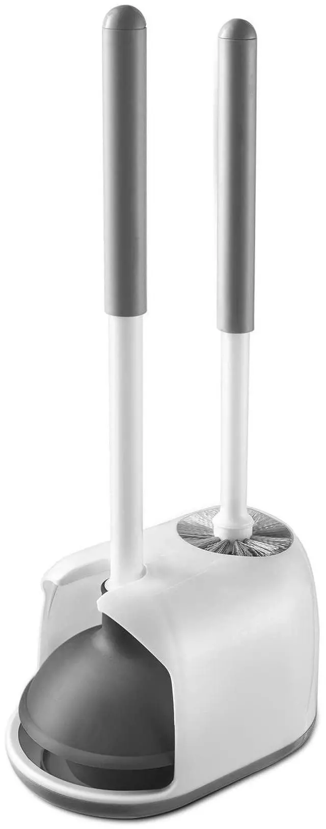 Main image of Toilet Plunger and Brush Set, 2-in-1 Compact Holder, White