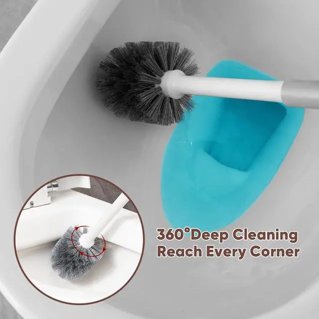 Alt view image 4 of 7 - Toilet Plunger and Brush Set, 2-in-1 Compact Holder, White