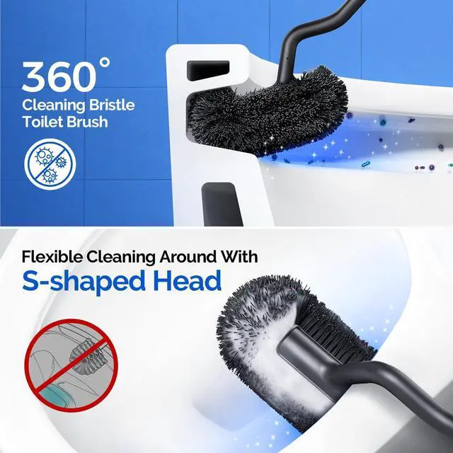 Alt view image 2 of 6 - Toilet Brush and Holder SetStainless Steel Deep Clean Bathroom