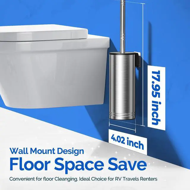 Alt view image 6 of 6 - Toilet Brush and Holder SetStainless Steel Deep Clean Bathroom