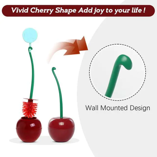 Alt view image 4 of 7 - Cherry Toilet Brush with Holder Bowl&Long Handle, Bathroom Cleaning